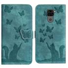 For Xiaomi Redmi Note 9 Butterfly Cat Embossing Flip Leather Phone Case(Wathet) - 1