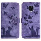 For Xiaomi Redmi Note 9 Pro Butterfly Cat Embossing Flip Leather Phone Case(Purple) - 1