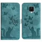 For Xiaomi Redmi Note 9 Pro Butterfly Cat Embossing Flip Leather Phone Case(Wathet) - 1