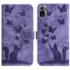 For Xiaomi Redmi Note 10 / 10S Butterfly Cat Embossing Flip Leather Phone Case(Purple) - 1