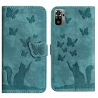 For Xiaomi Redmi Note 10 / 10S Butterfly Cat Embossing Flip Leather Phone Case(Wathet) - 1