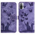 For Xiaomi Redmi Note 10 Pro Butterfly Cat Embossing Flip Leather Phone Case(Purple) - 1