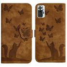 For Xiaomi Redmi Note 10 Pro Butterfly Cat Embossing Flip Leather Phone Case(Brown) - 1