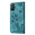For Xiaomi Redmi Note 11 Pro 4G/5G Global Butterfly Cat Embossing Flip Leather Phone Case(Wathet) - 3