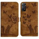 For Xiaomi Redmi Note 11 Pro 4G/5G Global Butterfly Cat Embossing Flip Leather Phone Case(Brown) - 1