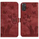 For Xiaomi Redmi Note 11/Note 12S 4G Global Butterfly Cat Embossing Flip Leather Phone Case(Red) - 1