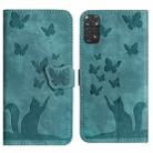 For Xiaomi Redmi Note 11/Note 12S 4G Global Butterfly Cat Embossing Flip Leather Phone Case(Wathet) - 1