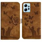 For Xiaomi Redmi Note 12 4G Global Butterfly Cat Embossing Flip Leather Phone Case(Brown) - 1