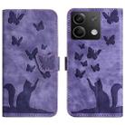 For Xiaomi Redmi Note 13 5G Butterfly Cat Embossing Flip Leather Phone Case(Purple) - 1