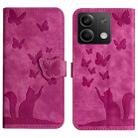 For Xiaomi Redmi Note 13 5G Butterfly Cat Embossing Flip Leather Phone Case(Pink) - 1