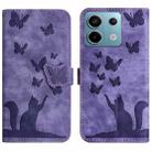 For Xiaomi Redmi Note 13 Pro 5G Butterfly Cat Embossing Flip Leather Phone Case(Purple) - 1
