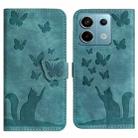 For Xiaomi Redmi Note 13 Pro 5G Butterfly Cat Embossing Flip Leather Phone Case(Wathet) - 1