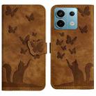 For Xiaomi Redmi Note 13 Pro 5G Butterfly Cat Embossing Flip Leather Phone Case(Brown) - 1
