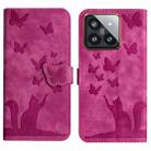 For Xiaomi 14 Butterfly Cat Embossing Flip Leather Phone Case(Pink) - 1