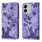 For Xiaomi Redmi 13C / POCO C65 Butterfly Cat Embossing Flip Leather Phone Case(Purple) - 1