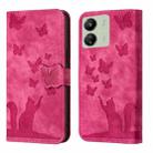 For Xiaomi Redmi 13C / POCO C65 Butterfly Cat Embossing Flip Leather Phone Case(Pink) - 1