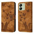 For Xiaomi Redmi 13C / POCO C65 Butterfly Cat Embossing Flip Leather Phone Case(Brown) - 1