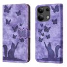 For Xiaomi Redmi Note 13 4G Butterfly Cat Embossing Flip Leather Phone Case(Purple) - 1