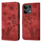 For Xiaomi Redmi Note 13 4G Butterfly Cat Embossing Flip Leather Phone Case(Red) - 1