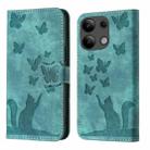 For Xiaomi Redmi Note 13 4G Butterfly Cat Embossing Flip Leather Phone Case(Wathet) - 1