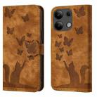 For Xiaomi Redmi Note 13 4G Butterfly Cat Embossing Flip Leather Phone Case(Brown) - 1