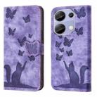 For Xiaomi Redmi Note 13 Pro 4G Butterfly Cat Embossing Flip Leather Phone Case(Purple) - 1