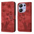 For Xiaomi Redmi Note 13 Pro 4G Butterfly Cat Embossing Flip Leather Phone Case(Red) - 1