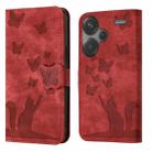 For Xiaomi Redmi Note 13 Pro+ 5G Butterfly Cat Embossing Flip Leather Phone Case(Red) - 1