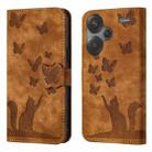 For Xiaomi Redmi Note 13 Pro+ 5G Butterfly Cat Embossing Flip Leather Phone Case(Brown) - 1