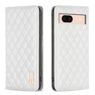 For Google Pixel 8a Diamond Lattice Magnetic Leather Flip Phone Case(White) - 1