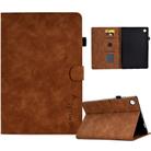 For Samsung Galaxy Tab A9 Embossed Smile Flip Smart Leather Tablet Case(Brown) - 1