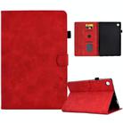 For Samsung Galaxy Tab A9 Embossed Smile Flip Smart Leather Tablet Case(Red) - 1