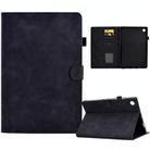 For Samsung Galaxy Tab A9+ Embossed Smile Flip Smart Leather Tablet Case(Black) - 1