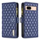 For Google Pixel 8a Diamond Lattice Zipper Wallet Leather Flip Phone Case(Blue) - 1