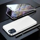For iPhone 11 Pro Shockproof Magnetic Attraction Leather Backboard + Tempered Glass Protective Case(Silver) - 1