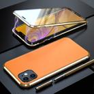 For iPhone 11 Shockproof Magnetic Attraction Leather Backboard + Tempered Glass Protective Case(Gold) - 1