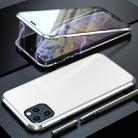 For iPhone 11 Pro Max Shockproof Magnetic Attraction Leather Backboard + Tempered Glass Protective Case(Silver) - 1