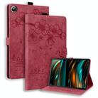 For Samsung Galaxy Tab A9+ Cartoon Sakura Cat Embossed Leather Tablet Case(Red) - 1