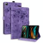 For Samsung Galaxy Tab A9+ Cartoon Sakura Cat Embossed Leather Tablet Case(Purple) - 1