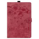 For Samsung Galaxy Tab S10 FE+ Cartoon Sakura Cat Embossed Leather Tablet Case(Red) - 2
