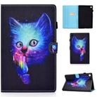 For Samsung Galaxy Tab A9 Colored Drawing Stitching Horizontal Flip Tablet Leather Case(Super Cat) - 1