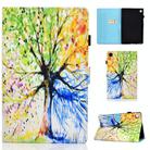 For Samsung Galaxy Tab A9 Colored Drawing Stitching Horizontal Flip Tablet Leather Case(Colorful Tree) - 1