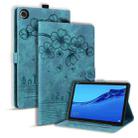 For Lenovo Tab M10 3rd Gen Cartoon Sakura Cat Embossed Leather Tablet Case(Green) - 1