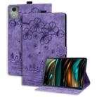 For Lenovo Tab K11 Plus / M11 Plus Cartoon Sakura Cat Embossed Leather Tablet Case(Purple) - 1