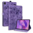 For Lenovo Tab K10C / E10C Cartoon Sakura Cat Embossed Leather Tablet Case(Purple) - 1