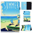 For Samsung Galaxy Tab A9+ Colored Drawing Smart Leather Tablet Case(Beach) - 1
