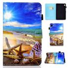 For Samsung Galaxy Tab A9 Colored Drawing Stitching Horizontal Flip Leather Tablet Case with Card Slots(Blue Sky Starfish) - 1