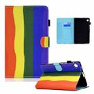 For Samsung Galaxy Tab A9+ Colored Drawing Stitching Flip Leather Tablet Case(Rainbow) - 1