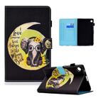 For Samsung Galaxy Tab A9+ Colored Drawing Stitching Flip Leather Tablet Case(Moon Baby Elephant) - 1