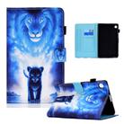 For Samsung Galaxy Tab A9 Colored Drawing Stitching Flip Leather Tablet Case(Lion) - 1